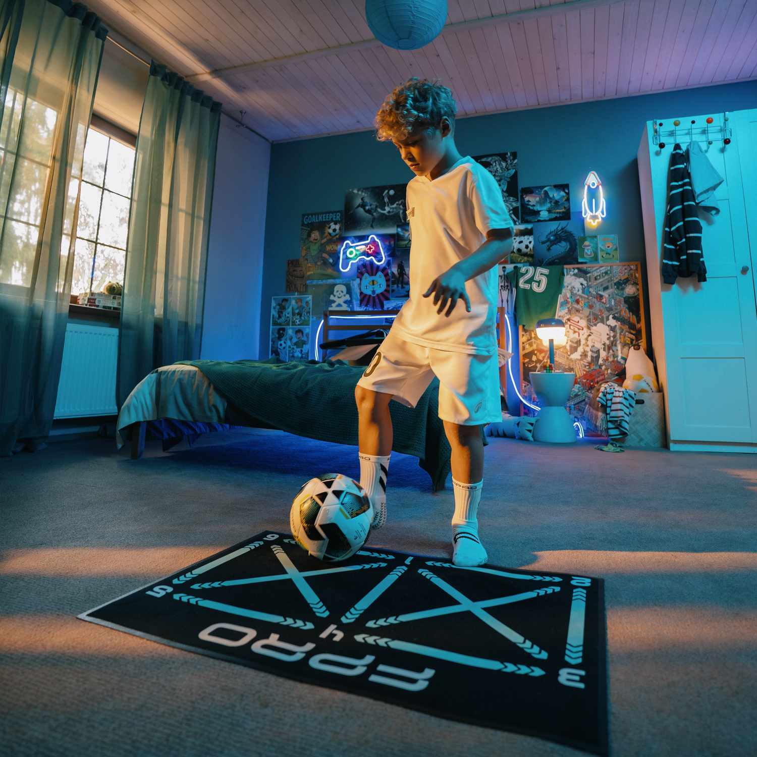 Boy playing football